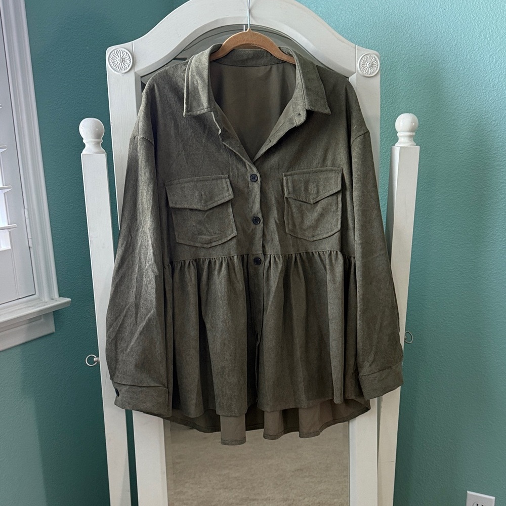 Olive Green Women's Jacket Shirt
